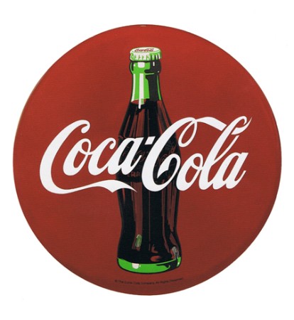 Coca-Cola 12 Inch Disc Bullseye Convex Shaped Metal Sign