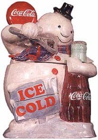 COCA-COLA PEARLESCENT SNOWMAN COOKIE JAR