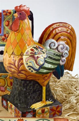 JIM SHORE BARNYARD ROOSTER COOKIE JAR