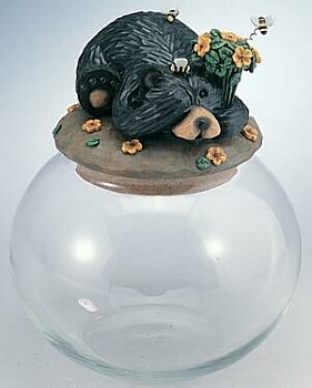 NORTHWOOD BEAR GLASS BOWL COOKIE JAR