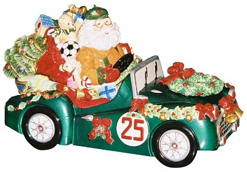 SANTA CLAUS IN VINTAGE ROADSTER COOKIE JAR