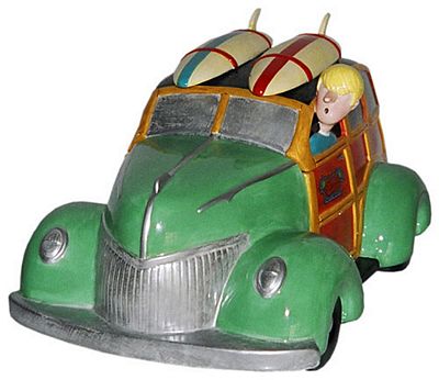 WOODIE WITH SURFBOARDS CAR COOKIE JAR