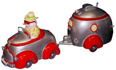 GOIN SOUTH ROADSTER AND AIRSTREAM TRAILER COOKIE JAR SET