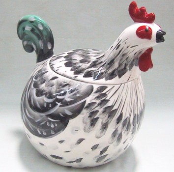 WHITE ROOSTER COOKIE JAR
