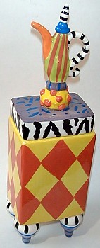 JESTER SQUARE TEAPOT COOKIE JAR