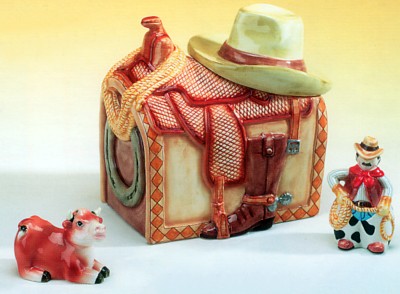 WESTERN KOOKY COOKIE JAR AND SALT AND PEPPER SHAKERS