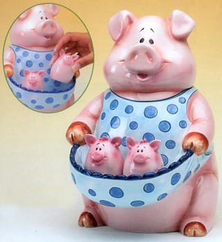PIG COOKIE JAR WITH REMOVABLE SALT AND PEPPER SHAKERS