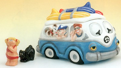 SURF VAN COOKIE JAR WITH SALT AND PEPPER SHAKERS