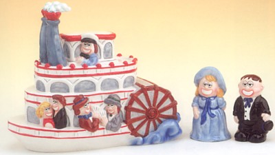 Steam Boat Cookie Jar With Salt And Pepper Shakers