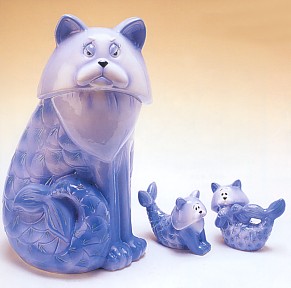 CAT FISH KOOKY COOKIE JAR WITH SALT AND PEPPER SHAKERS