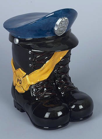 Policeman Boots And Hat Cookie Jar