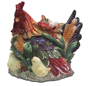 ROOSTER WITH CHICKS COOKIE JAR