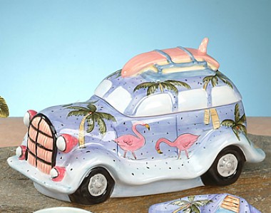 FLAMINGO CAR COOKIE JAR