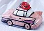 Pink Car With Red Hat Cookie Jar