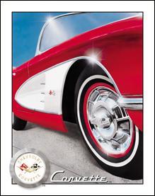 CORVETTE 58 CLOSE UP TIN SIGN