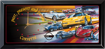 CORVETTE PAST, PRESENT AND FUTURE WALL CLOCK