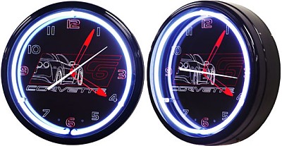 CORVETTE C6 BLACK NEON WALL CLOCK
