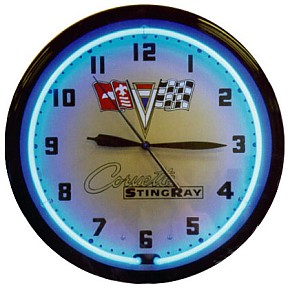Corvette Stingray Model Years Neon Wall Clock