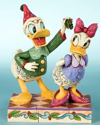 DISNEY TRADITIONS DONALD AND DAISY DUCK DUCK MISTLETOE TOE FIGURINE BY JIM SHORE