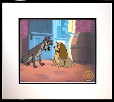 LADY AND THE TRAMP FRAMED LIMITED EDITION WALT DISNEY SERICEL