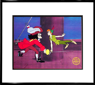 PETER PAN AND CAPTAIN HOOK FRAMED LIMITED EDITION WALT DISNEY SERICEL