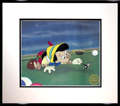 PINOCCHIO AND JIMINY CRICKET FRAMED LIMITED EDITION WALT DISNEY SERICEL