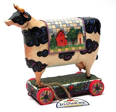 Jim Shore Heartwood Creek Cow On Cart