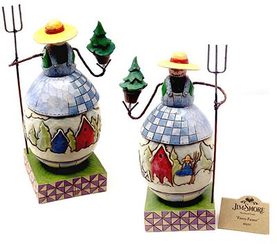 Jim Shore Heartwood Creek Winter Farmer Snowman With Pitchfork And Tree Figurine