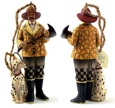 Jim Shore Heartwood Creek Fireman And Dalmatian Dog Ornament