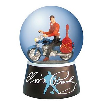 ELVIS PRESLEY ON MOTORCYCLE MUSICAL WATERGLOBE