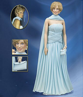 DIANA PRINCESS OF ELEGANCE LIMITED EDITION VINYL DOLL WEARING BLUE CHIFFON BY THE FRANKLIN MINT