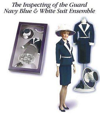 PRINCESS DIANA INSPECTING OF THE GUARD BLUE AND WHITE SUIT ENSEMBLE BY THE FRANKLIN MINT