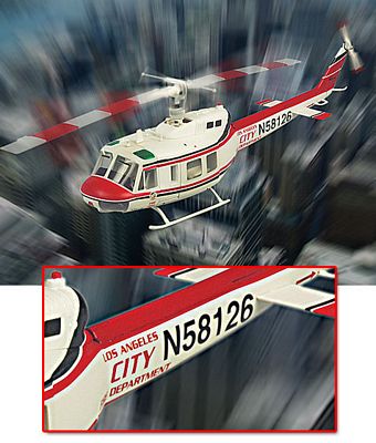 BELL UH-1D HUEY LOS ANGELES FIRE DEPARTMENT DIE-CAST METAL SCALE MODEL - ARMOUR COLLECTION BY THE FRANKLIN MINT