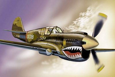 P-40E WARHAWK FLYING TIGERS TEX HILL DIE-CAST METAL SCALE MODEL - ARMOUR COLLECTION BY THE FRANKLIN MINT