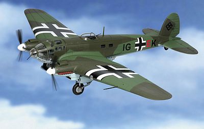HEINKEL HE 111 LUFTWAFFE 2./ KG 27 DIE-CAST METAL SCALE MODEL - ARMOUR COLLECTION BY THE FRANKLIN MINT