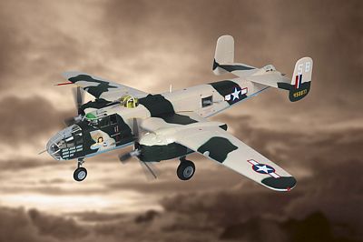 B-25J MITCHELL RUSSELL'S RAIDERS DIE-CAST METAL SCALE MODEL - ARMOUR COLLECTION BY THE FRANKLIN MINT
