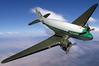 DC3 COMMERCIAL AIRCRAFT OZARK AIRLINES DIE-CAST METAL SCALE MODEL - ARMOUR COLLECTION BY THE FRANKLIN MINT