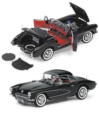 1956 CHEVROLET CORVETTE LIMITED EDITION DIE-CAST WITH FIBERGLASS BODY 1:24 SCALE MODEL BY THE FRANKLIN MINT