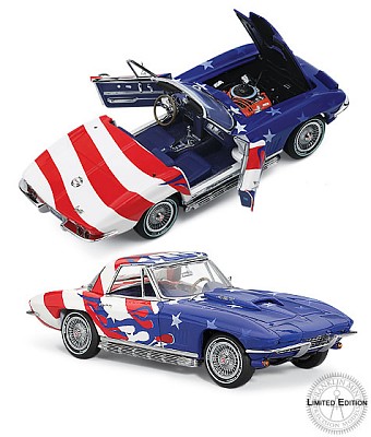 1967 STARS AND STRIPES CORVETTE LIMITED EDITION DIE-CAST 1:24 SCALE MODEL BY THE FRANKLIN MINT