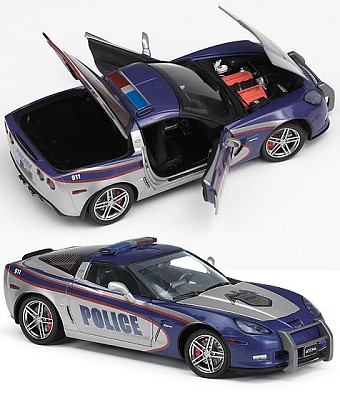 2006 CORVETTE C6 Z06 POLICE CAR LIMITED EDITION DIE-CAST 1:24 SCALE MODEL BY THE FRANKLIN MINT