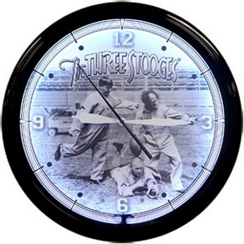 THREE STOOGES FOOTBALL NEON WALL CLOCK