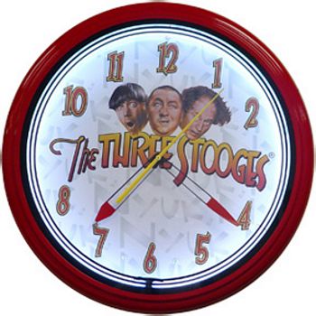 THREE STOOGES HEADS NEON WALL CLOCK