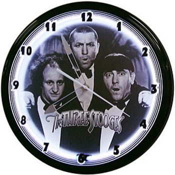 THREE STOOGES TUXEDO NEON WALL CLOCK