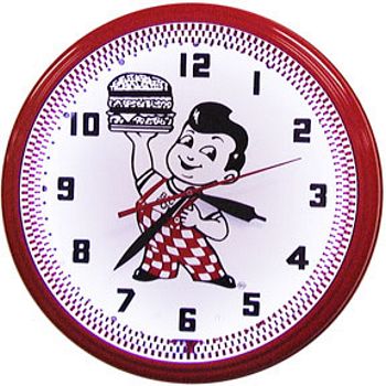 BOB'S BIG BOY 1956 STYLE HAMBURGERS NEON WALL CLOCK