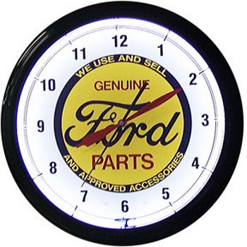 FORD GENUINE PARTS NEON WALL CLOCK