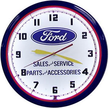 FORD SALES AND SERVICE NEON WALL CLOCK
