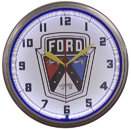 FORD SHIELD NEON WALL CLOCK