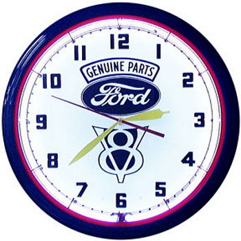 FORD V8 NEON WALL CLOCK