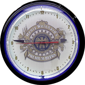 HENRY WEINHARD'S PREMIUM BEER NEON WALL CLOCK