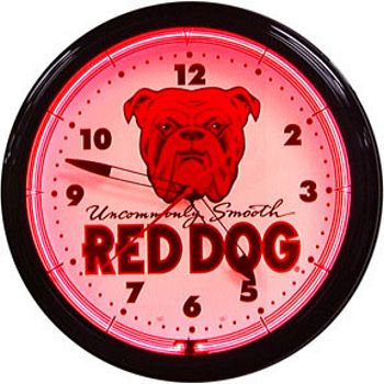 RED DOG NEON WALL CLOCK
